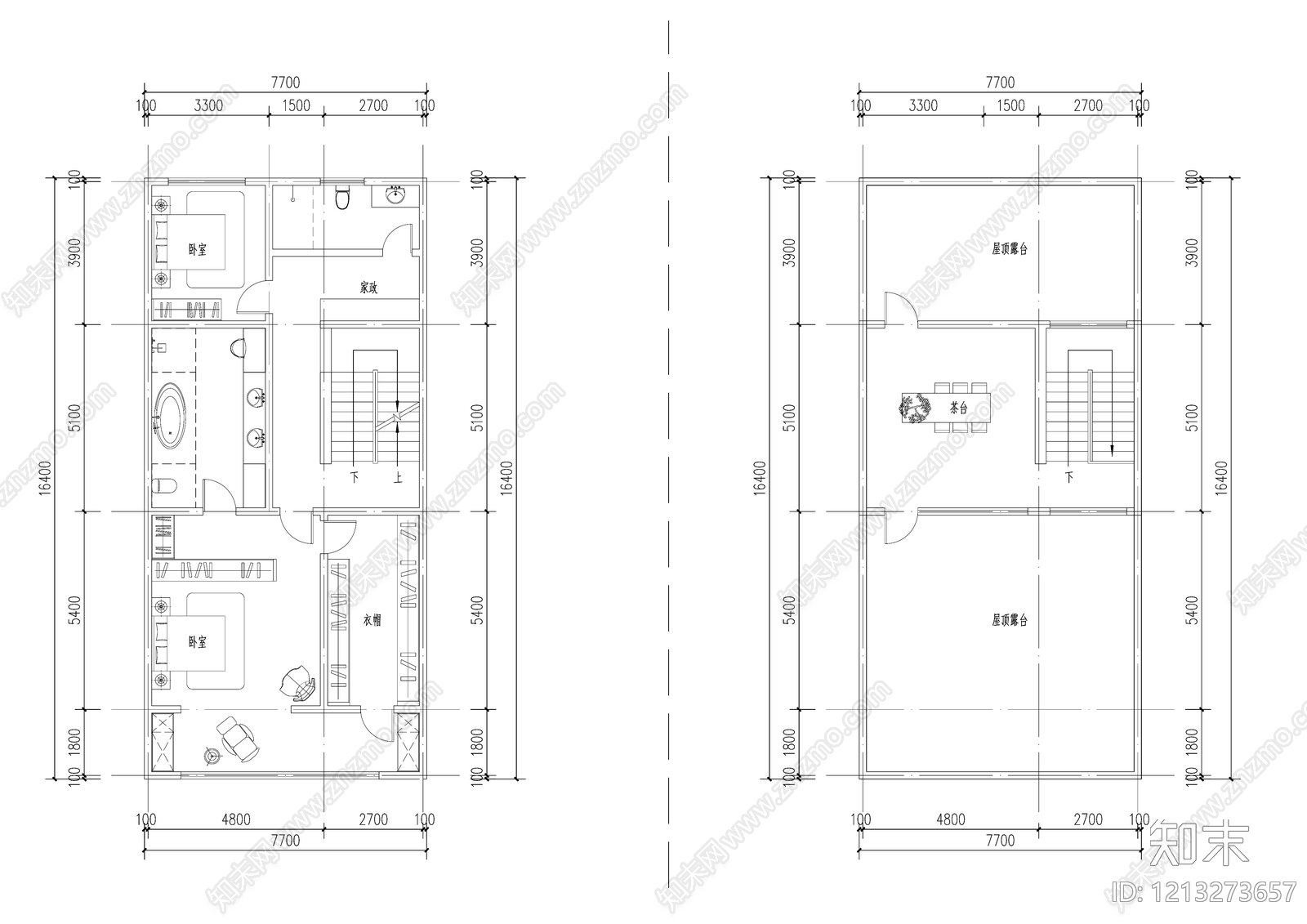 现代别墅建筑cad施工图下载【ID:1213273657】