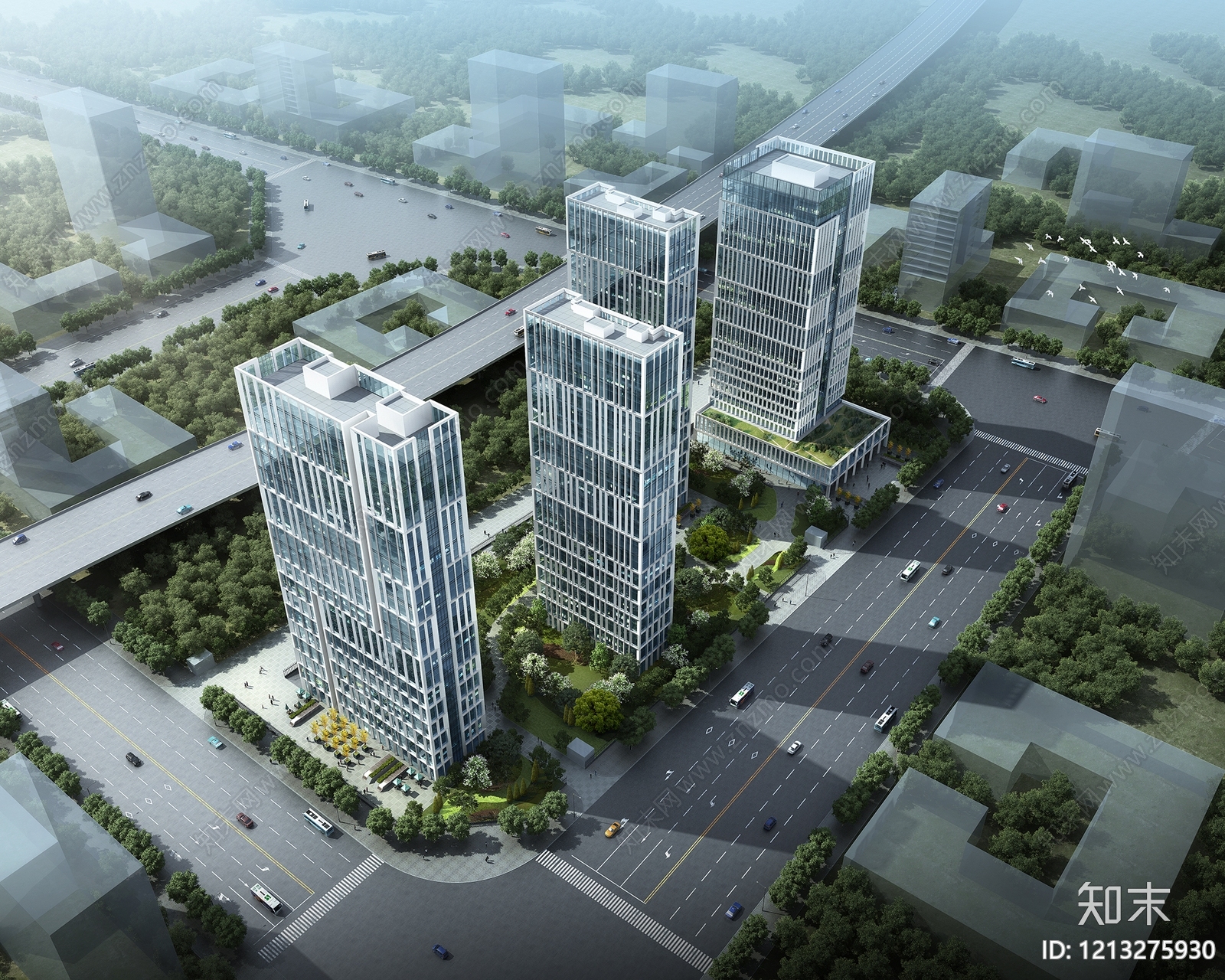 现代主义写字楼3D模型下载【ID:1213275930】