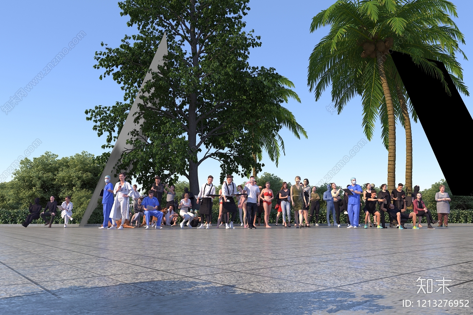 现代主义中心广场3D模型下载【ID:1213276952】