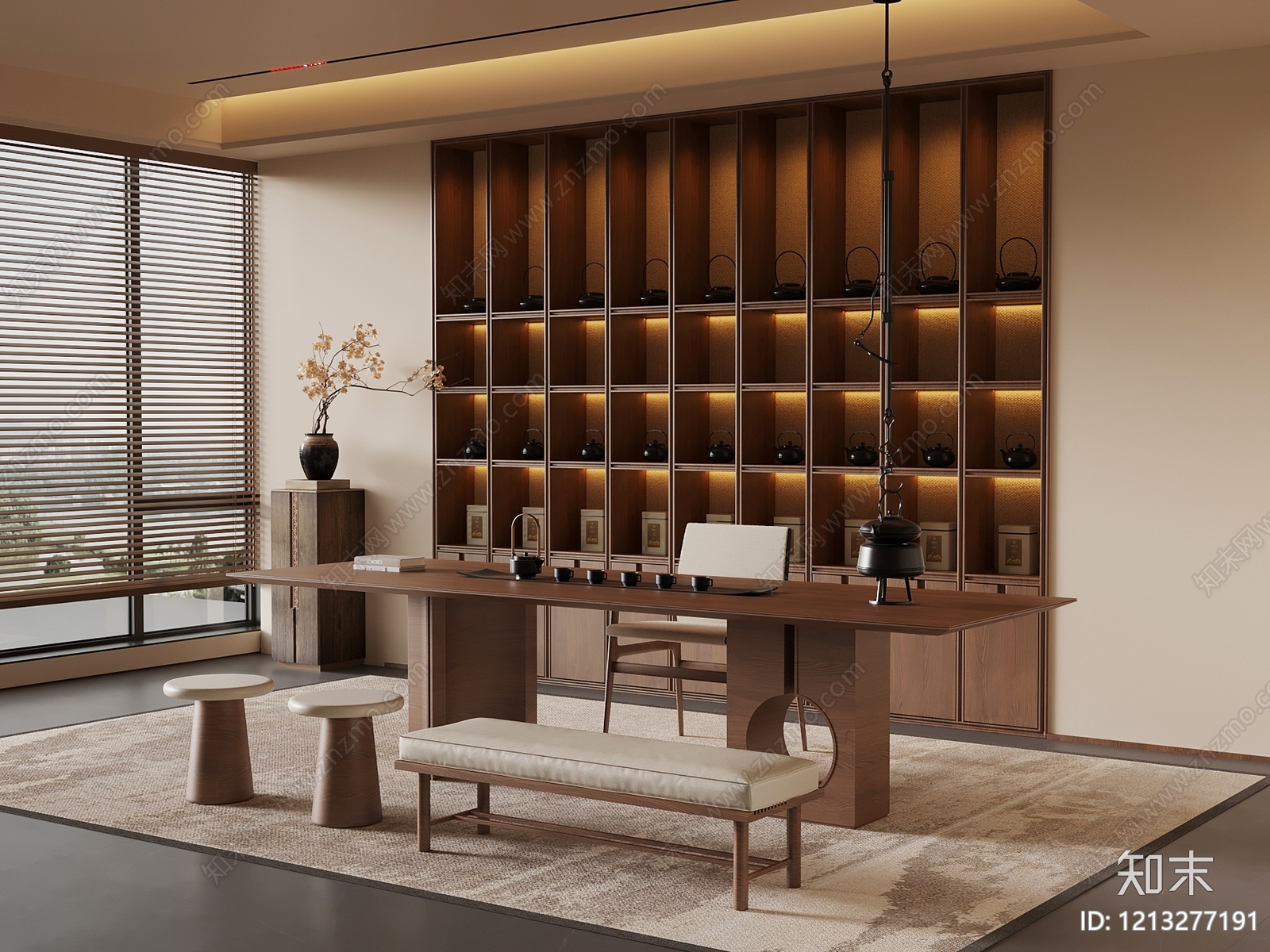 新中式茶室3D模型下载【ID:1213277191】
