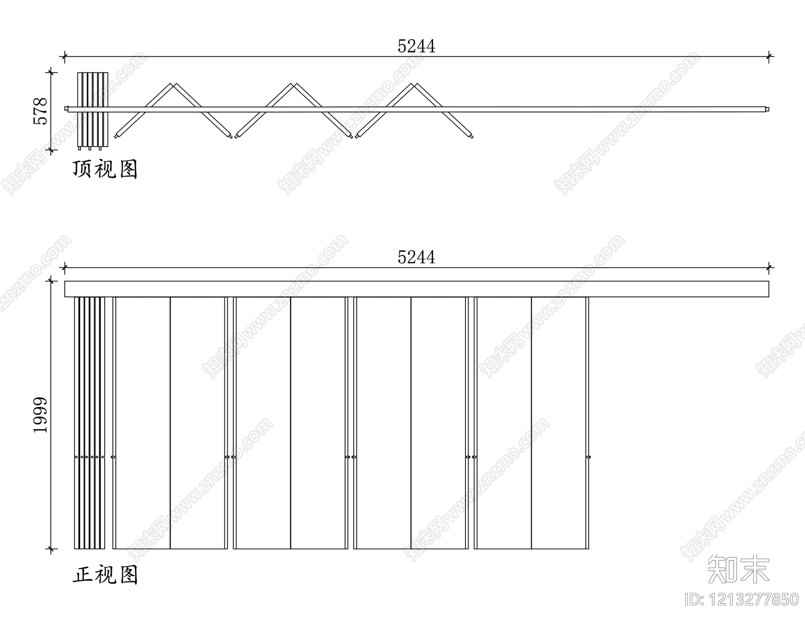 现代屏风隔断cad施工图下载【ID:1213277850】