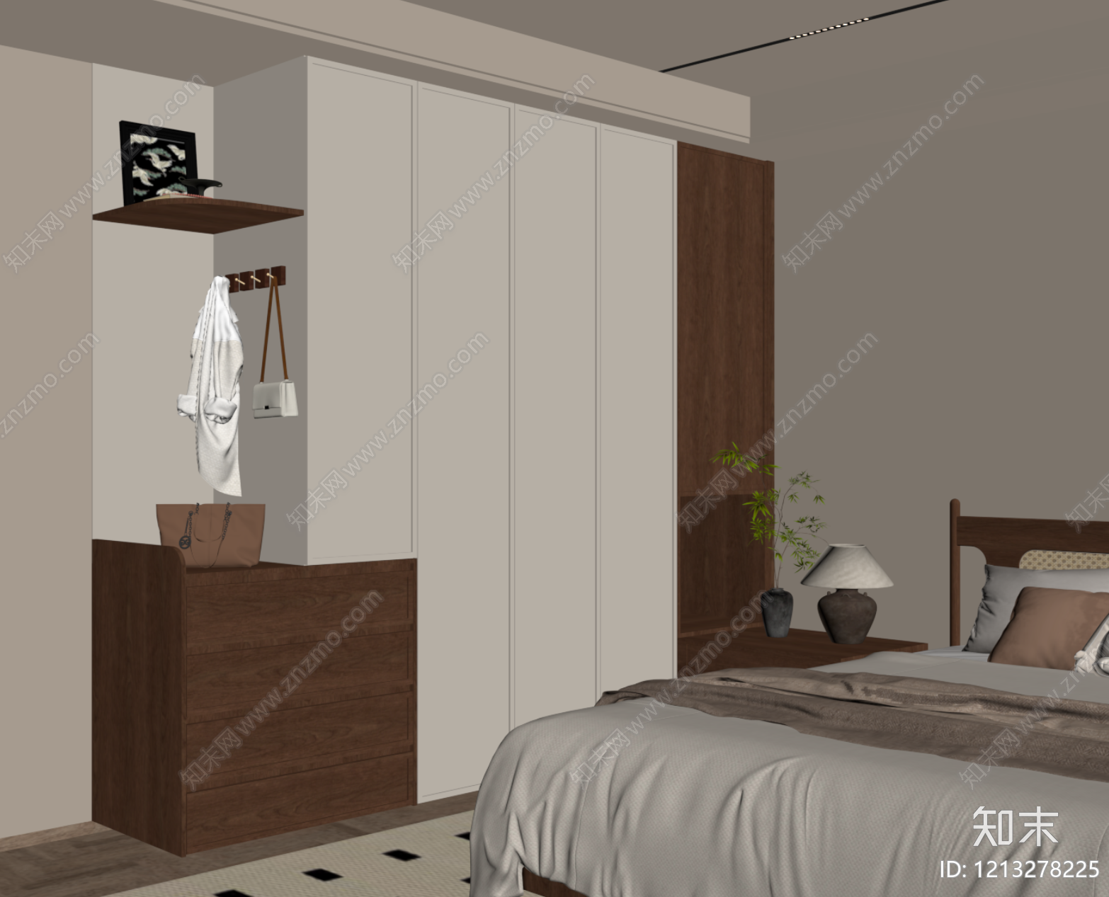 中古家居卧室SU模型下载【ID:1213278225】