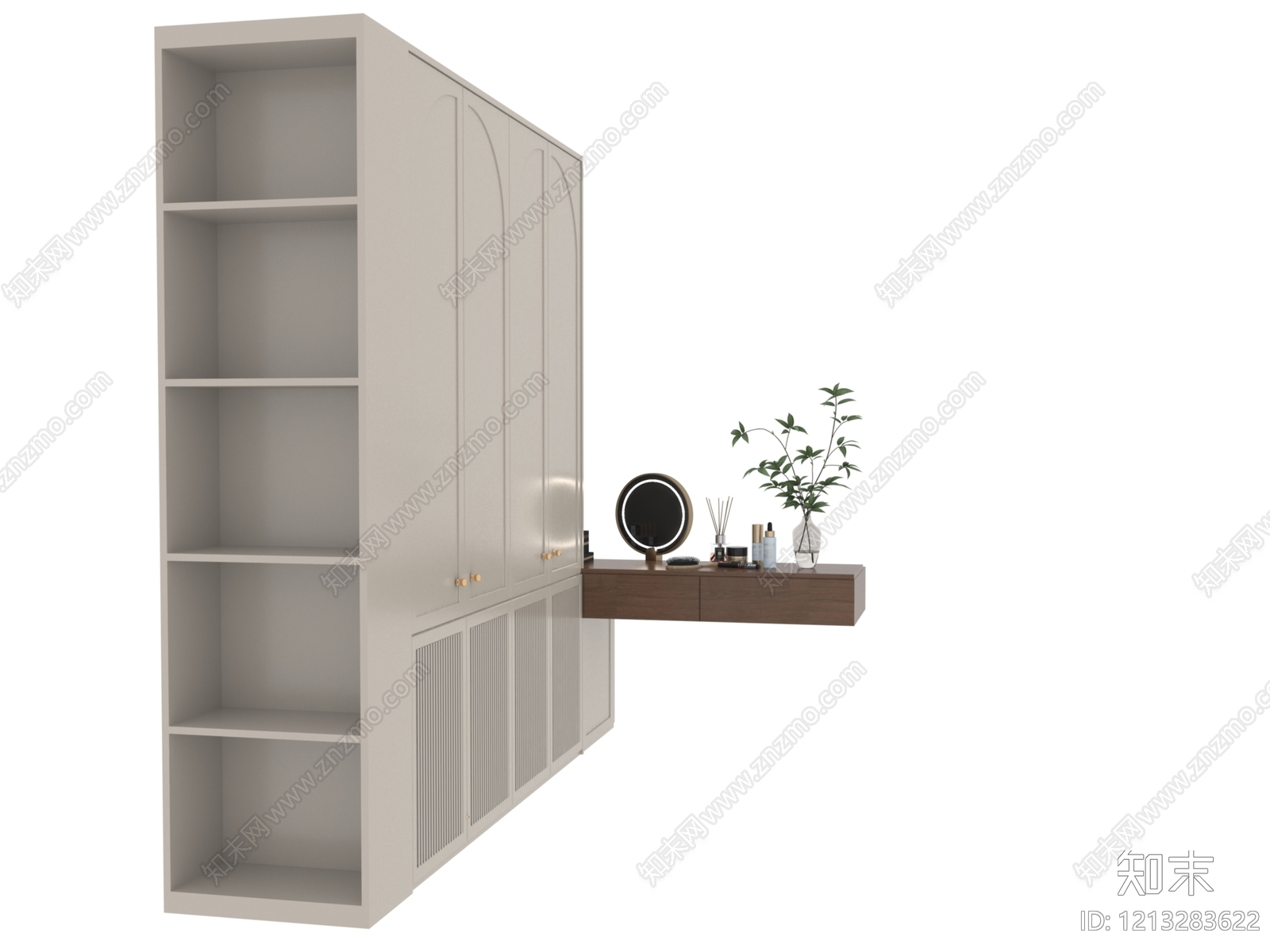 奶油风衣柜3D模型下载【ID:1213283622】