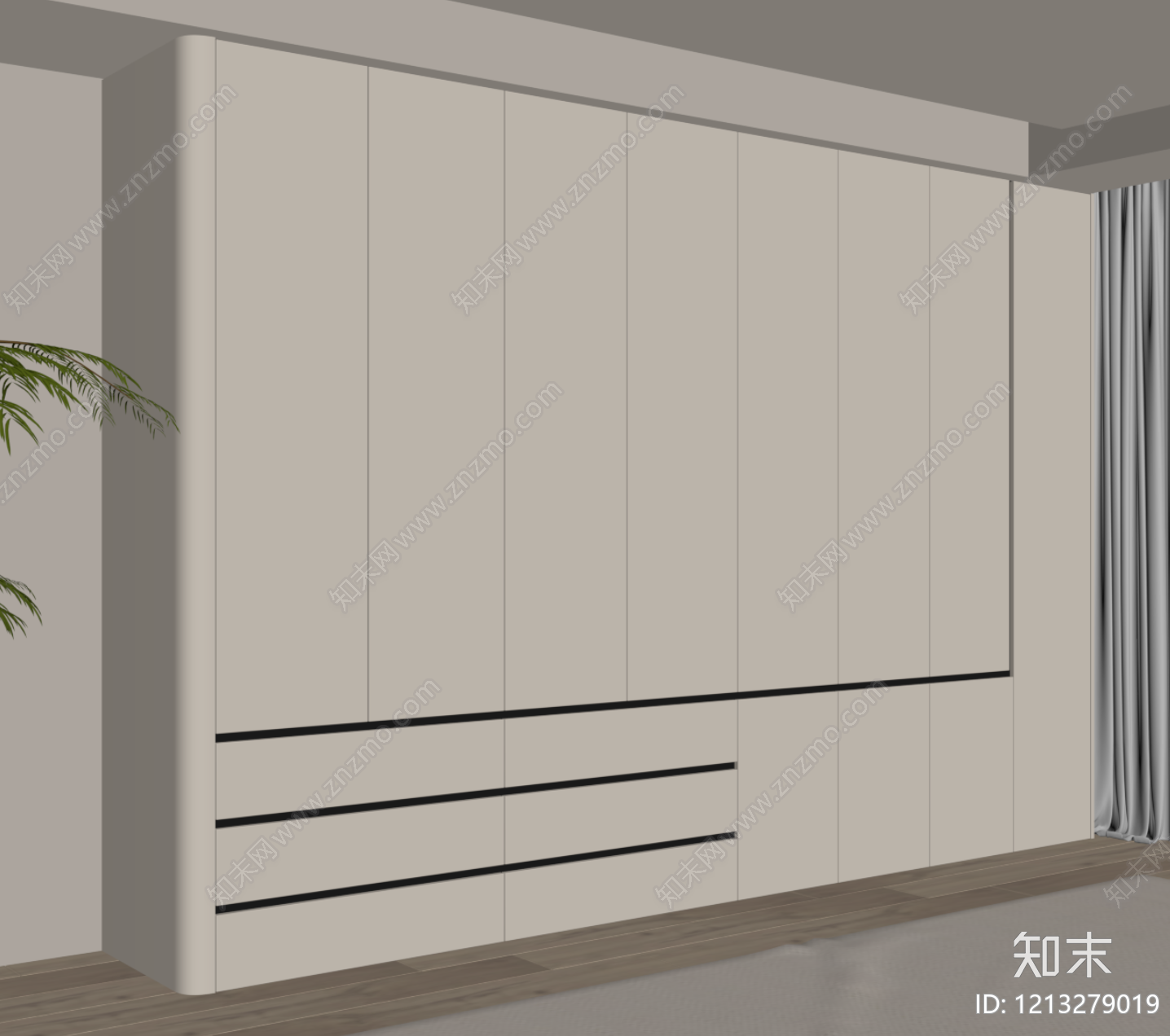 奶油风衣柜SU模型下载【ID:1213279019】
