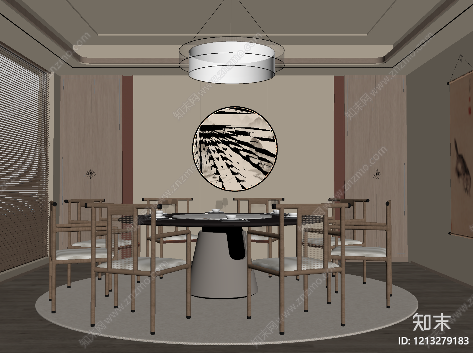新中式包厢SU模型下载【ID:1213279183】