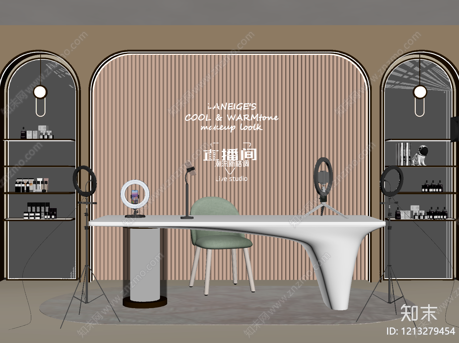 奶油风直播间SU模型下载【ID:1213279454】