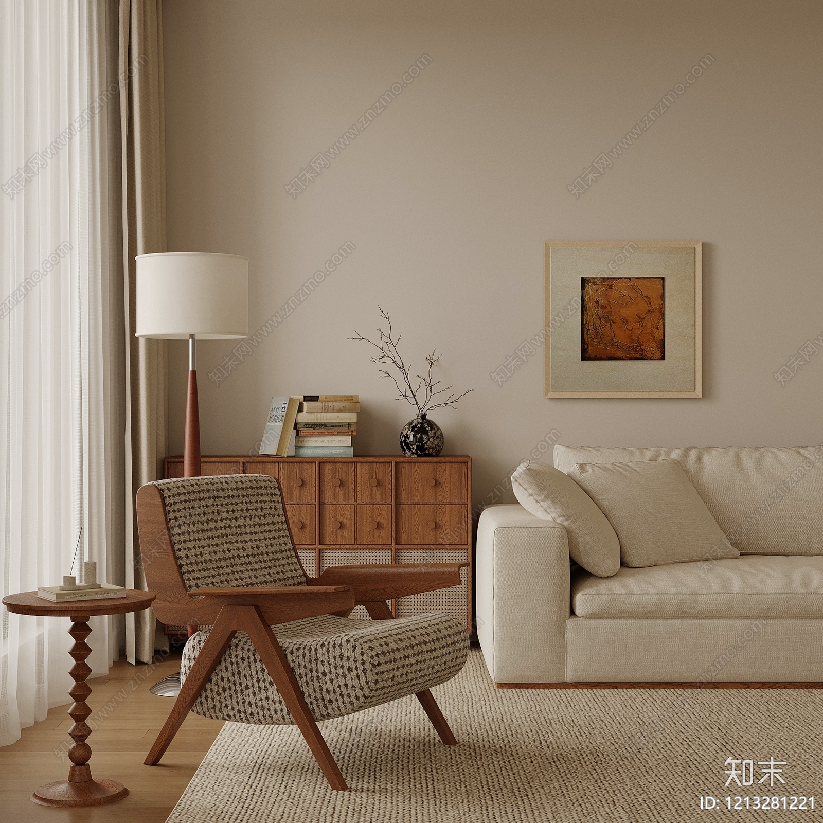 中古风休闲椅SU模型下载【ID:1213281221】