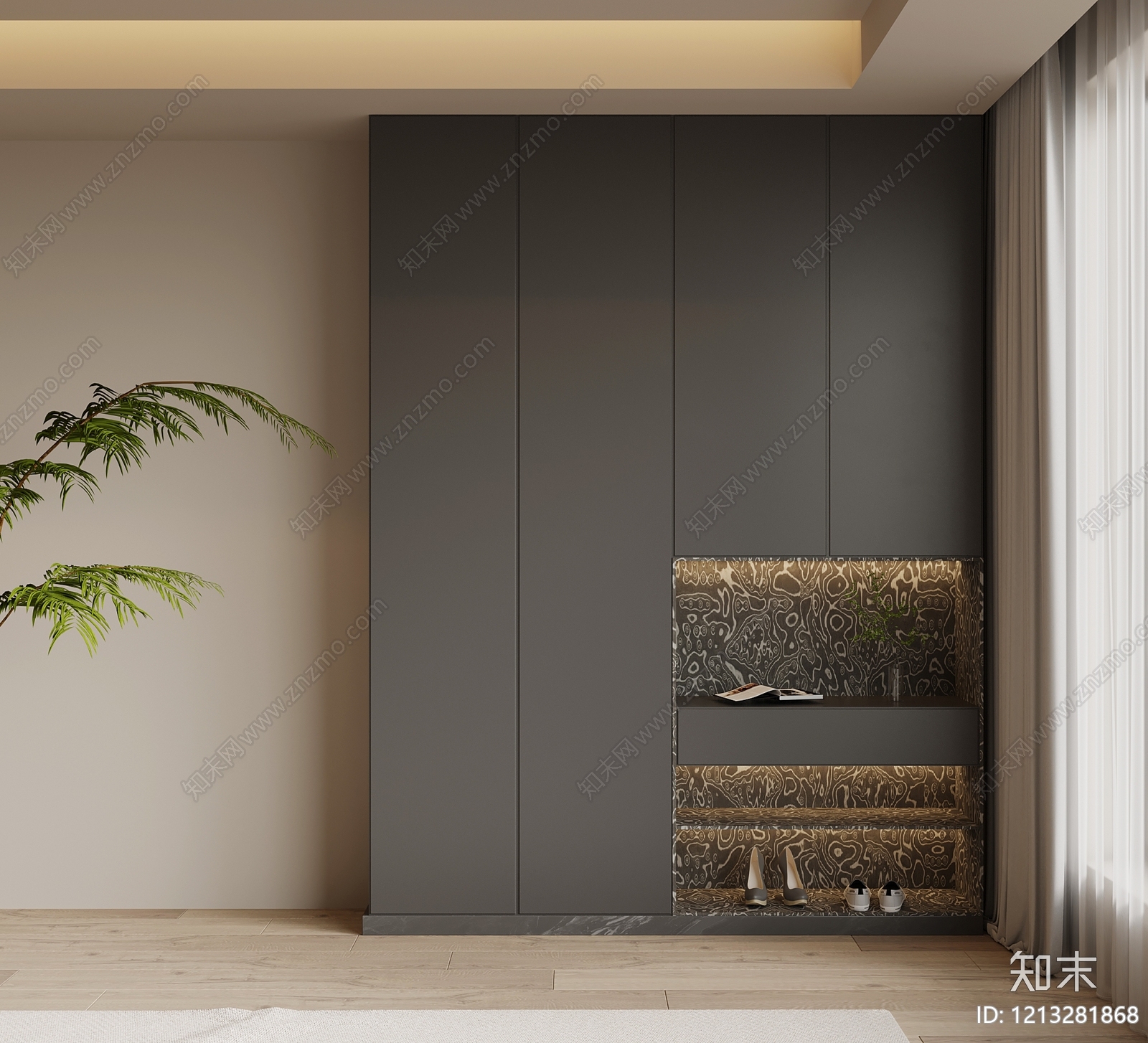 现代简约鞋柜SU模型下载【ID:1213281868】