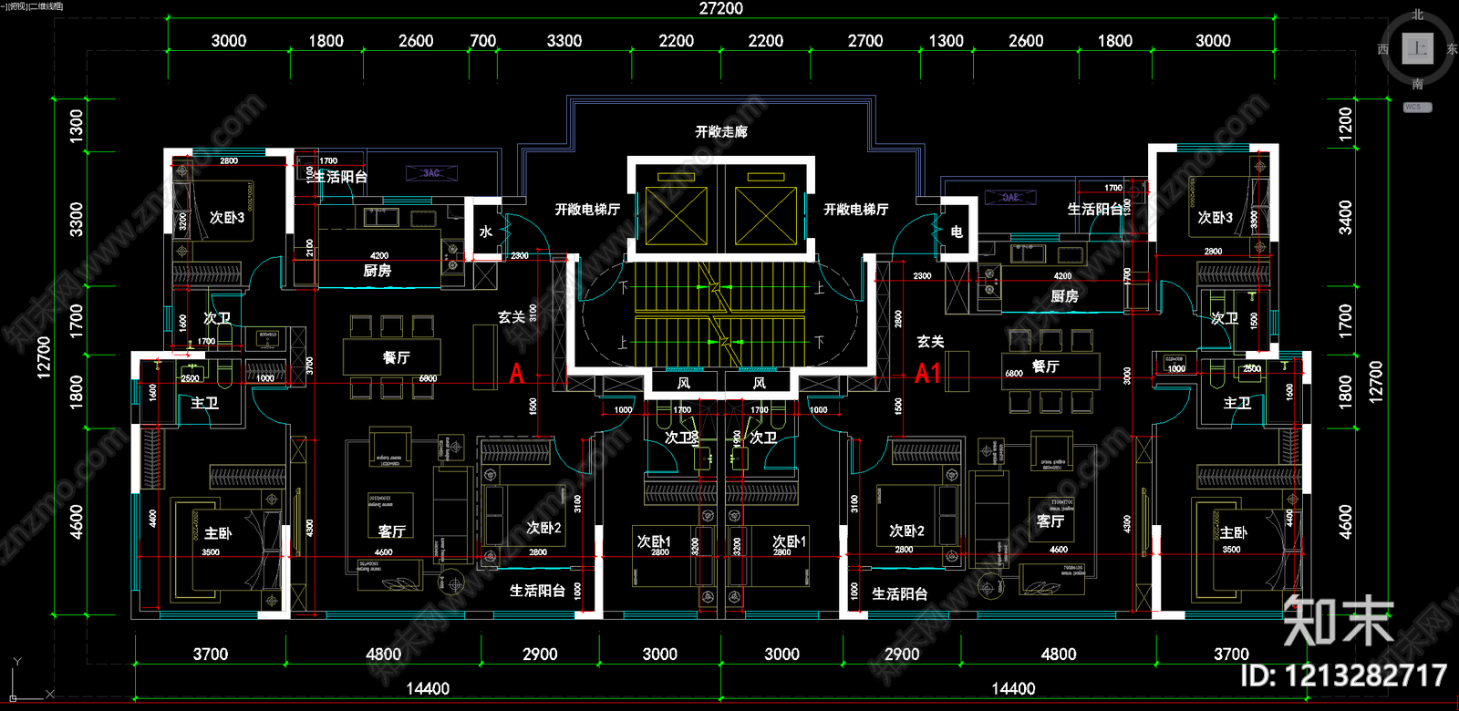 现代住宅楼建筑cad施工图下载【ID:1213282717】