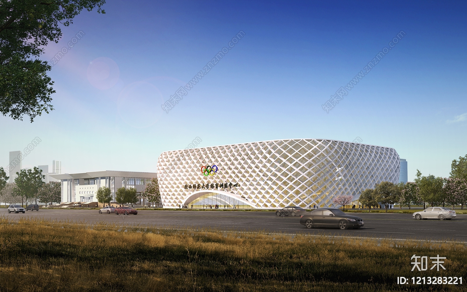 现代主义体育馆外观3D模型下载【ID:1213283221】