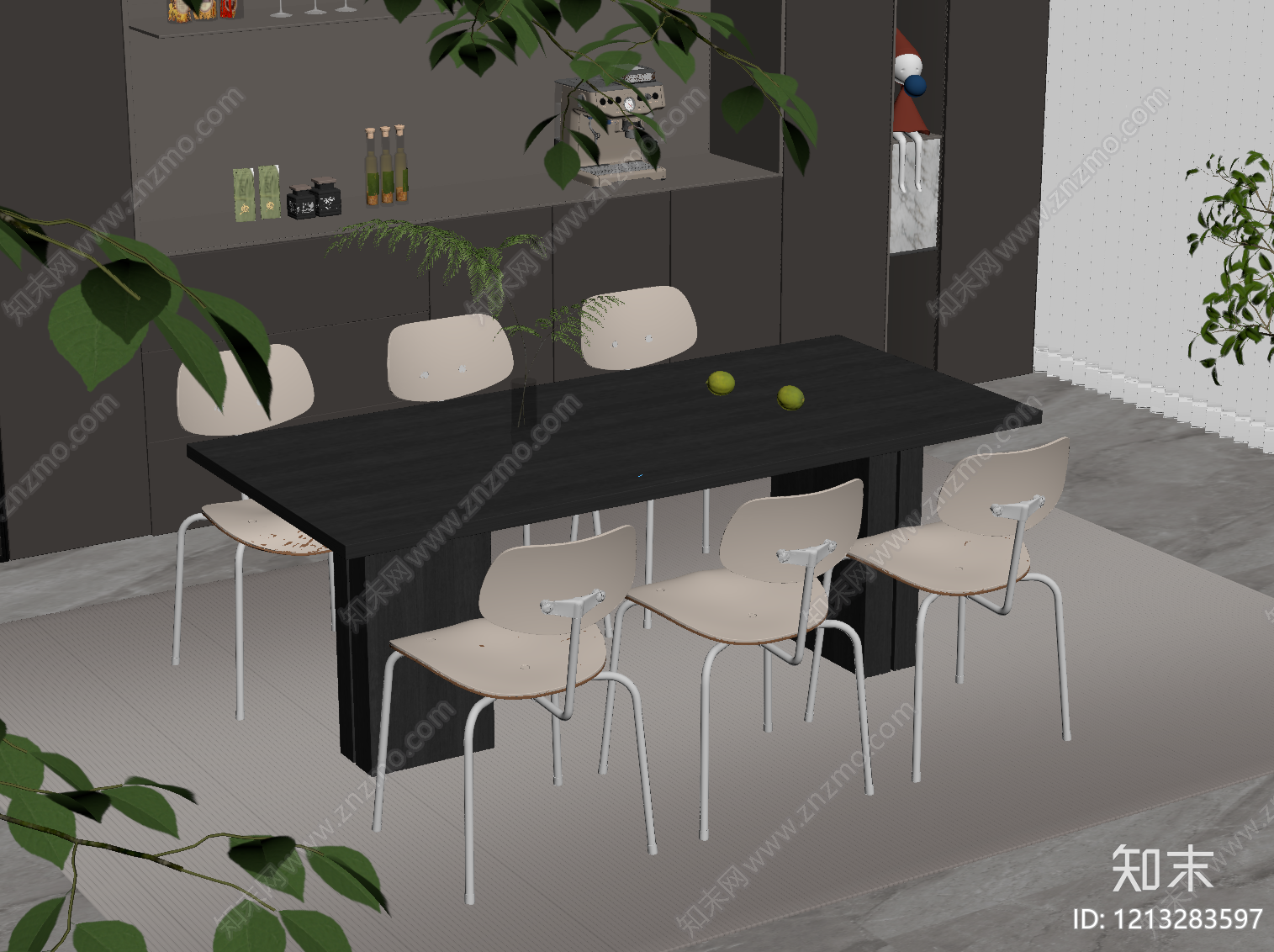 现代简约餐桌椅SU模型下载【ID:1213283597】