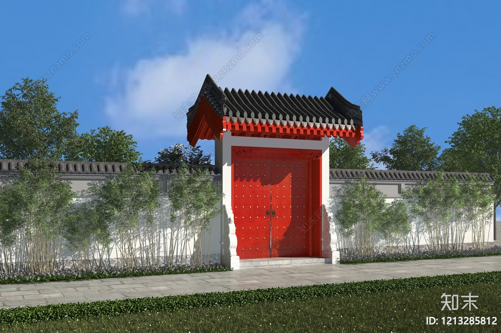 新中式四合院3D模型下载【ID:1213285812】