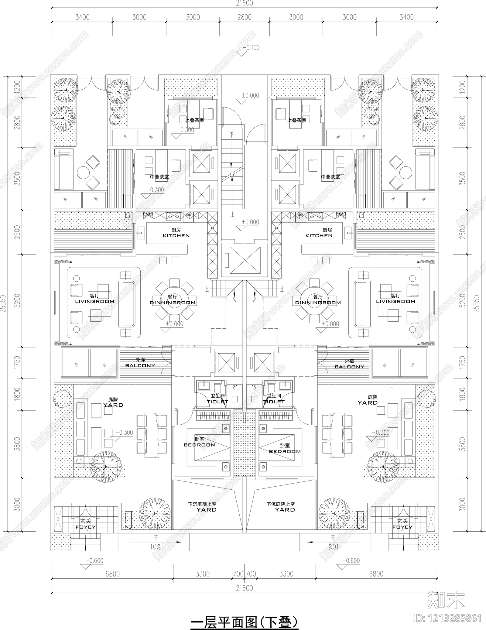 现代低层住宅施工图下载【ID:1213285861】