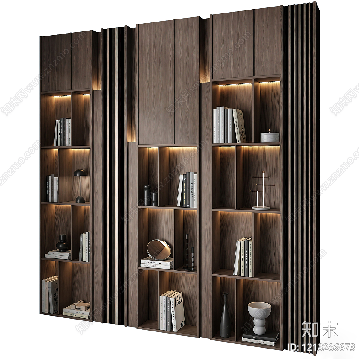 现代简约书柜3D模型下载【ID:1213286673】