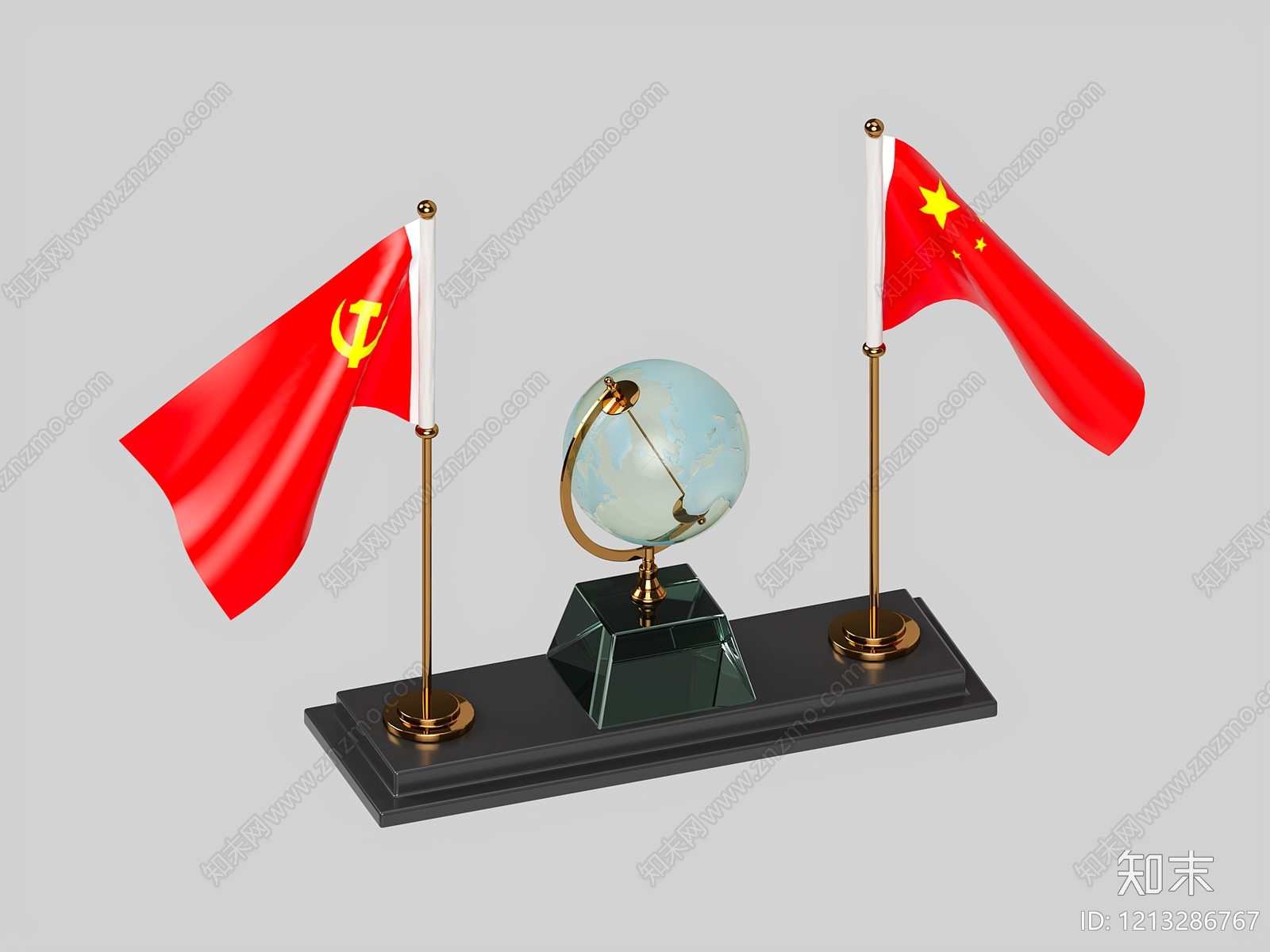 现代简约旗帜徽章3D模型下载【ID:1213286767】