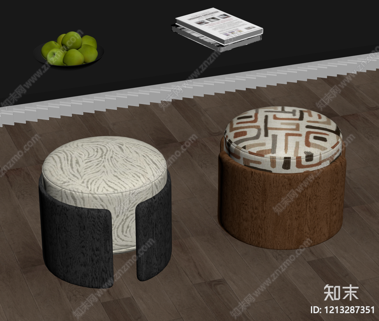 中古沙发凳SU模型下载【ID:1213287351】
