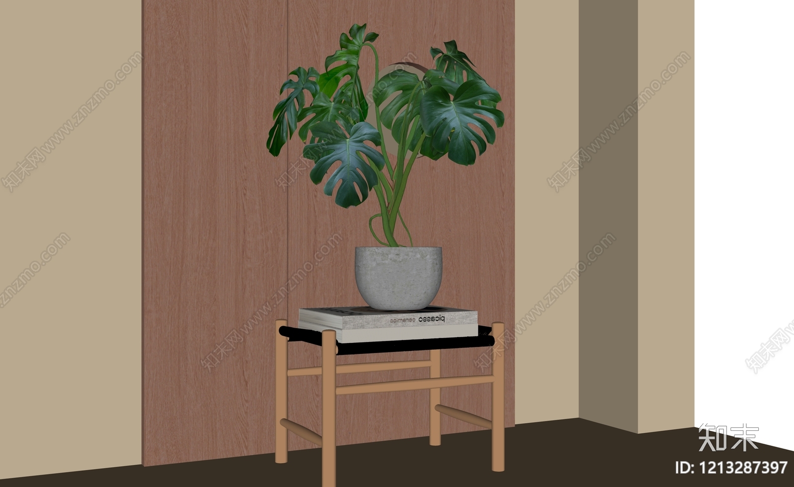 原木风盆栽SU模型下载【ID:1213287397】