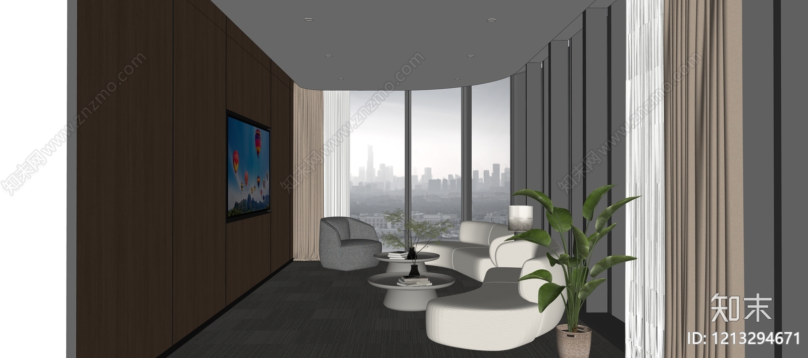 现代简约休息区SU模型下载【ID:1213294671】