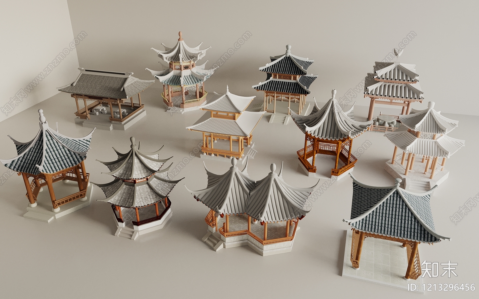 新中式景观亭3D模型下载【ID:1213296456】