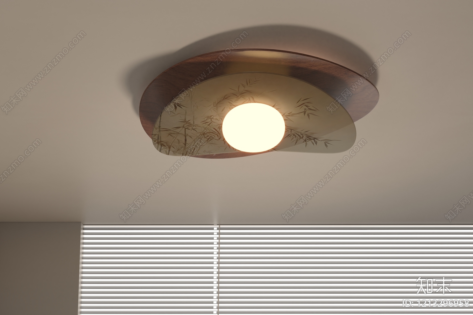 新中式卧室吸顶灯3D模型下载【ID:1213296958】