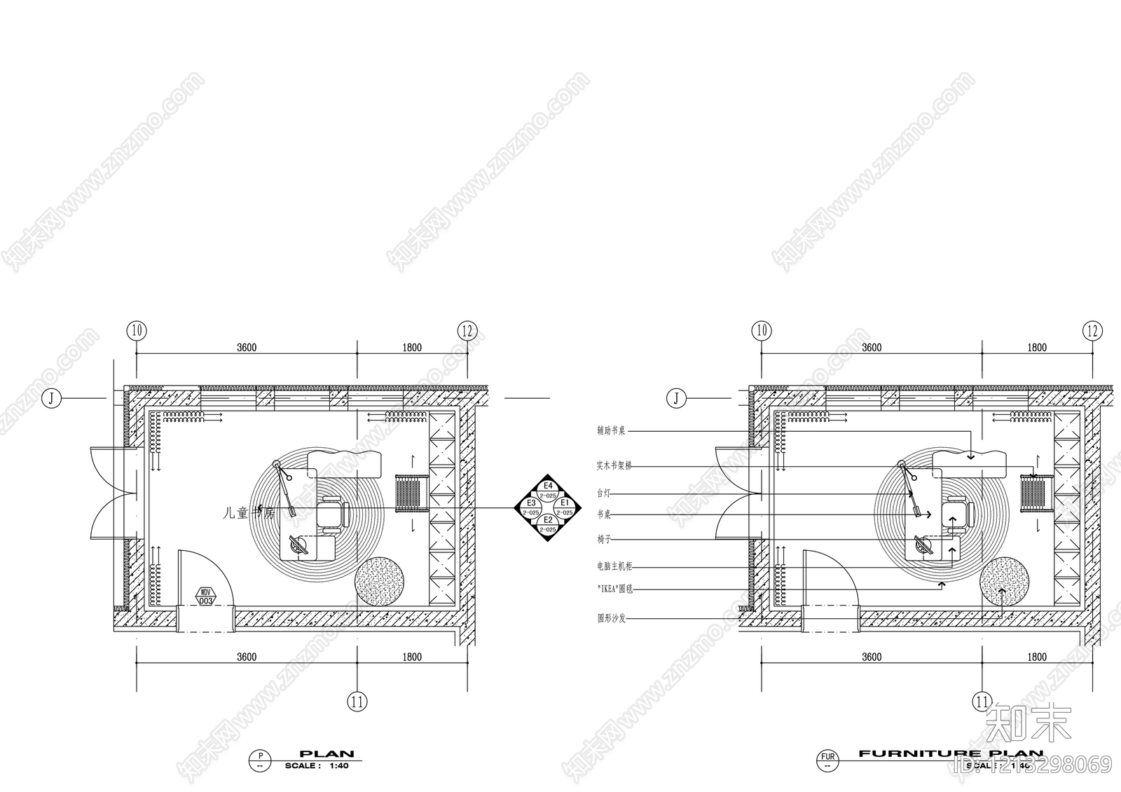 现代书房施工图下载【ID:1213298069】