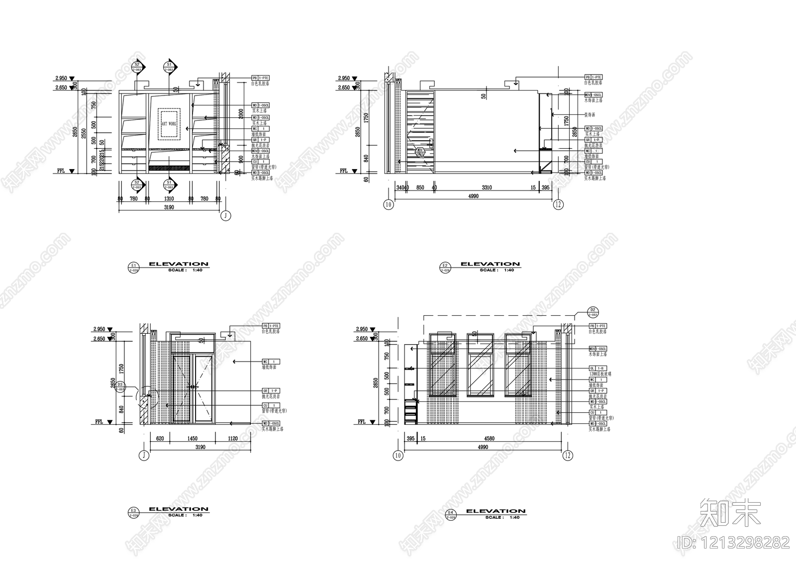 现代卧室施工图下载【ID:1213298282】