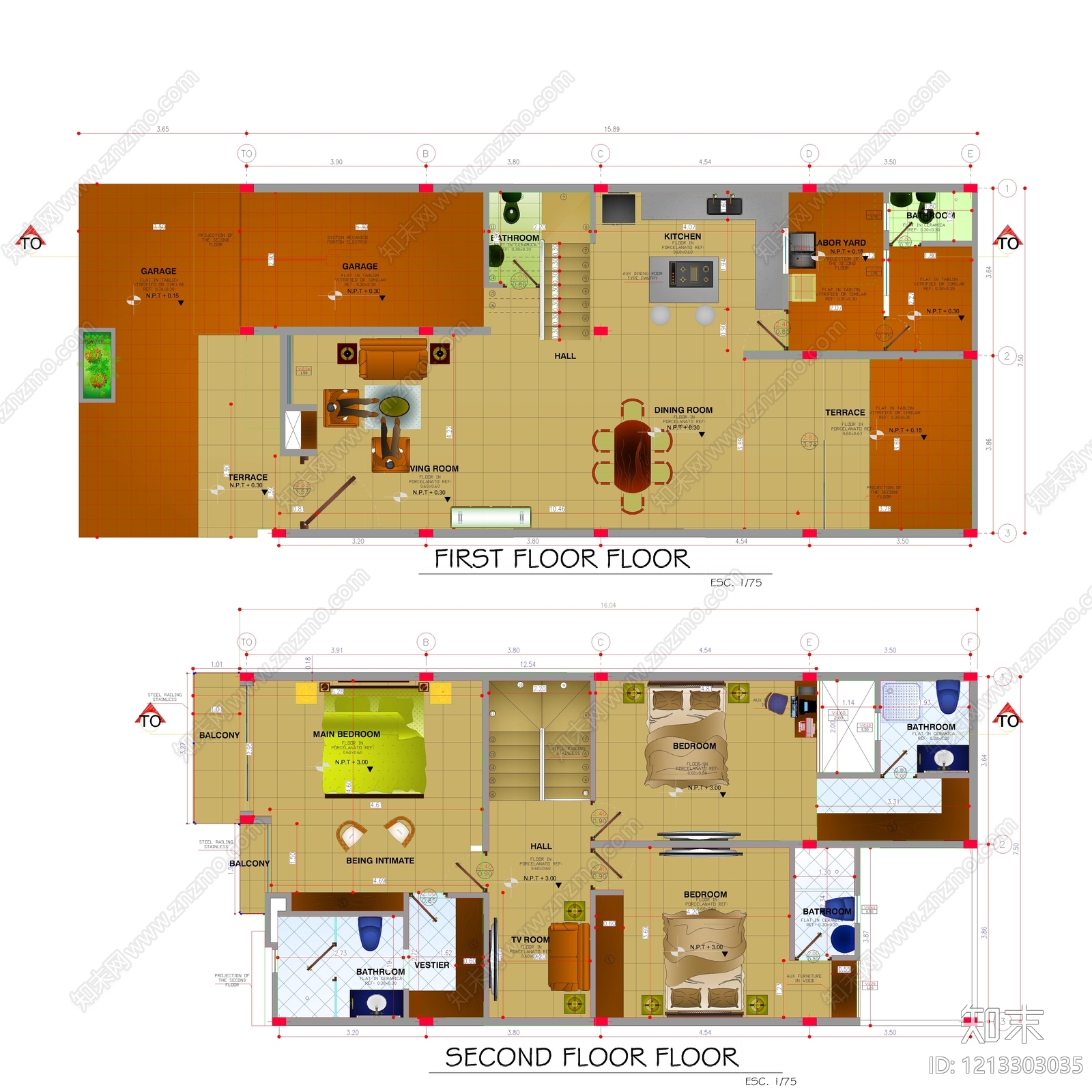 现代客厅施工图下载【ID:1213303035】