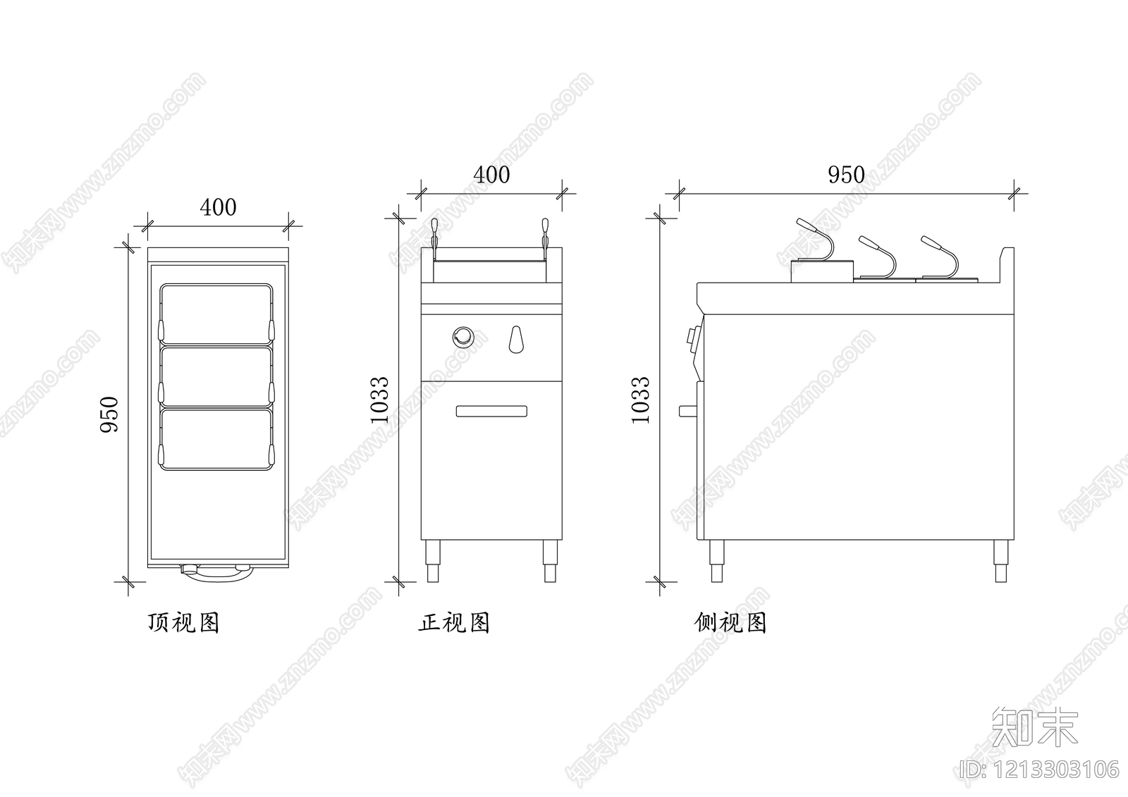 现代厨房设施施工图下载【ID:1213303106】