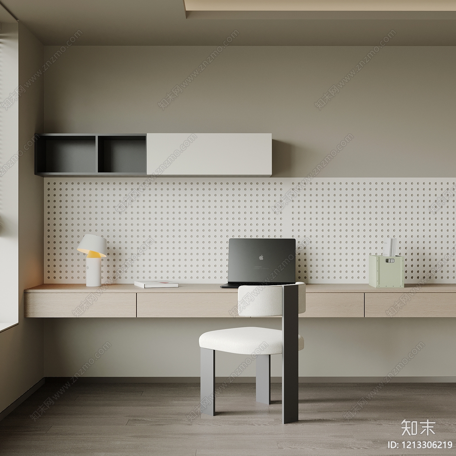 奶油风书房SU模型下载【ID:1213306219】