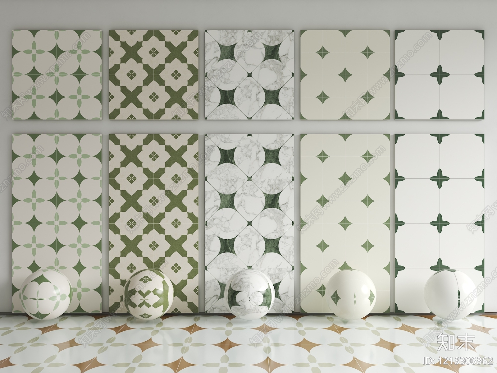 复古几何拼花风地砖3D模型下载【ID:1213306362】