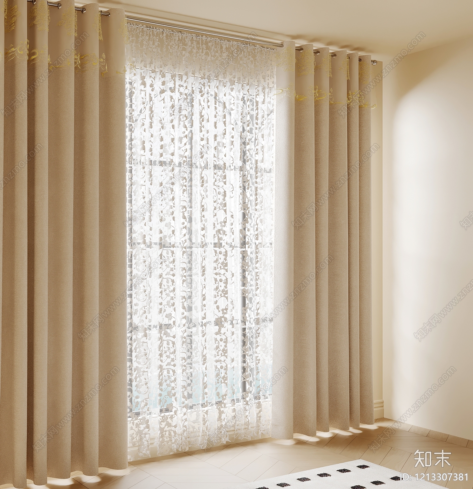 现代窗帘SU模型下载【ID:1213307381】