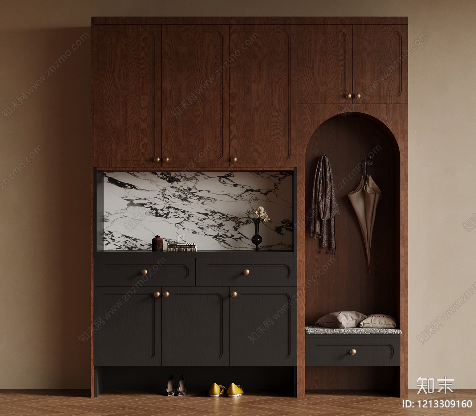 中古风鞋柜SU模型下载【ID:1213309160】