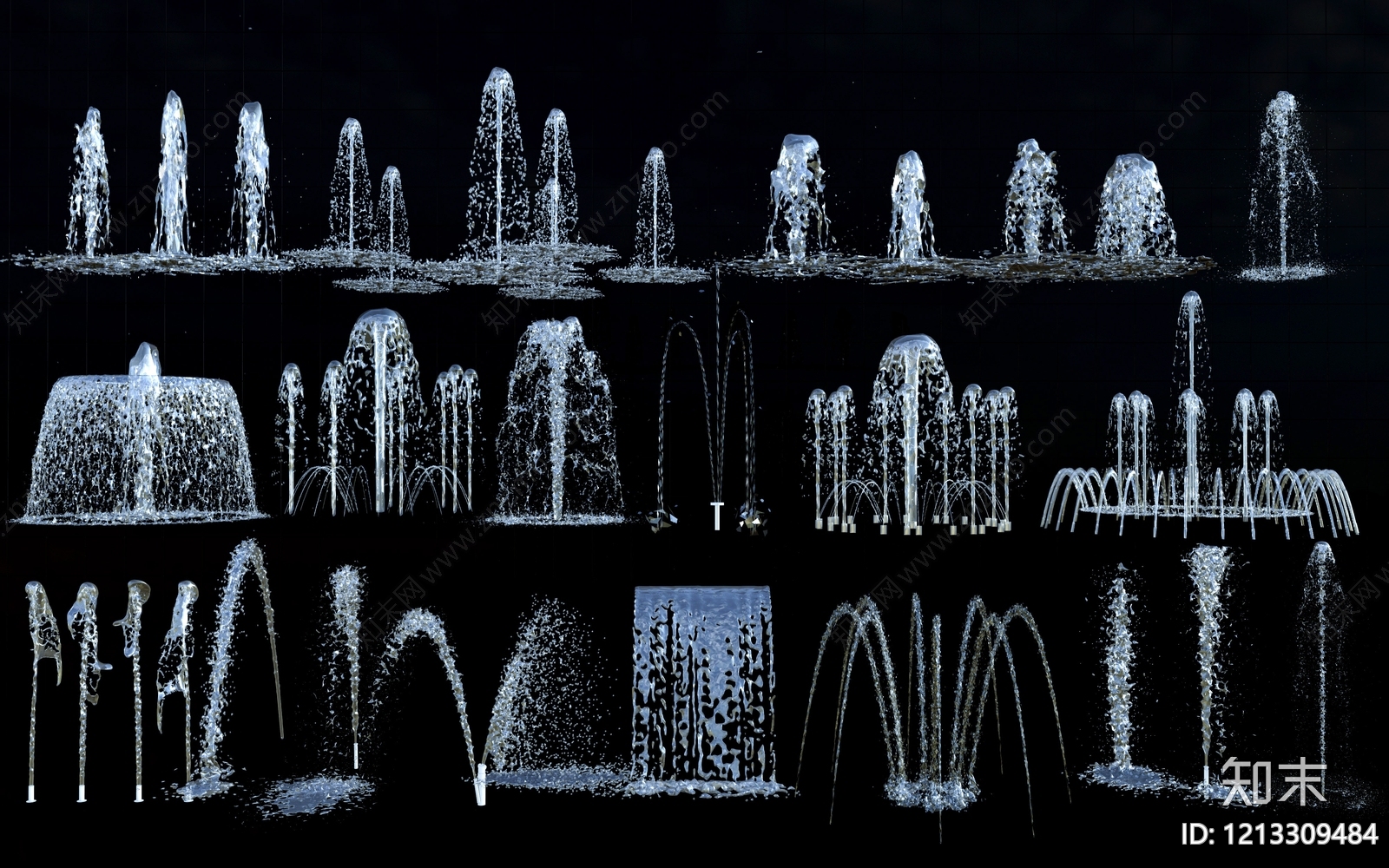 现代水景设计喷泉SU模型下载【ID:1213309484】