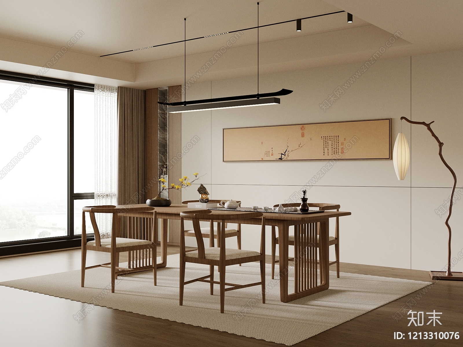 新中式茶室3D模型下载【ID:1213310076】
