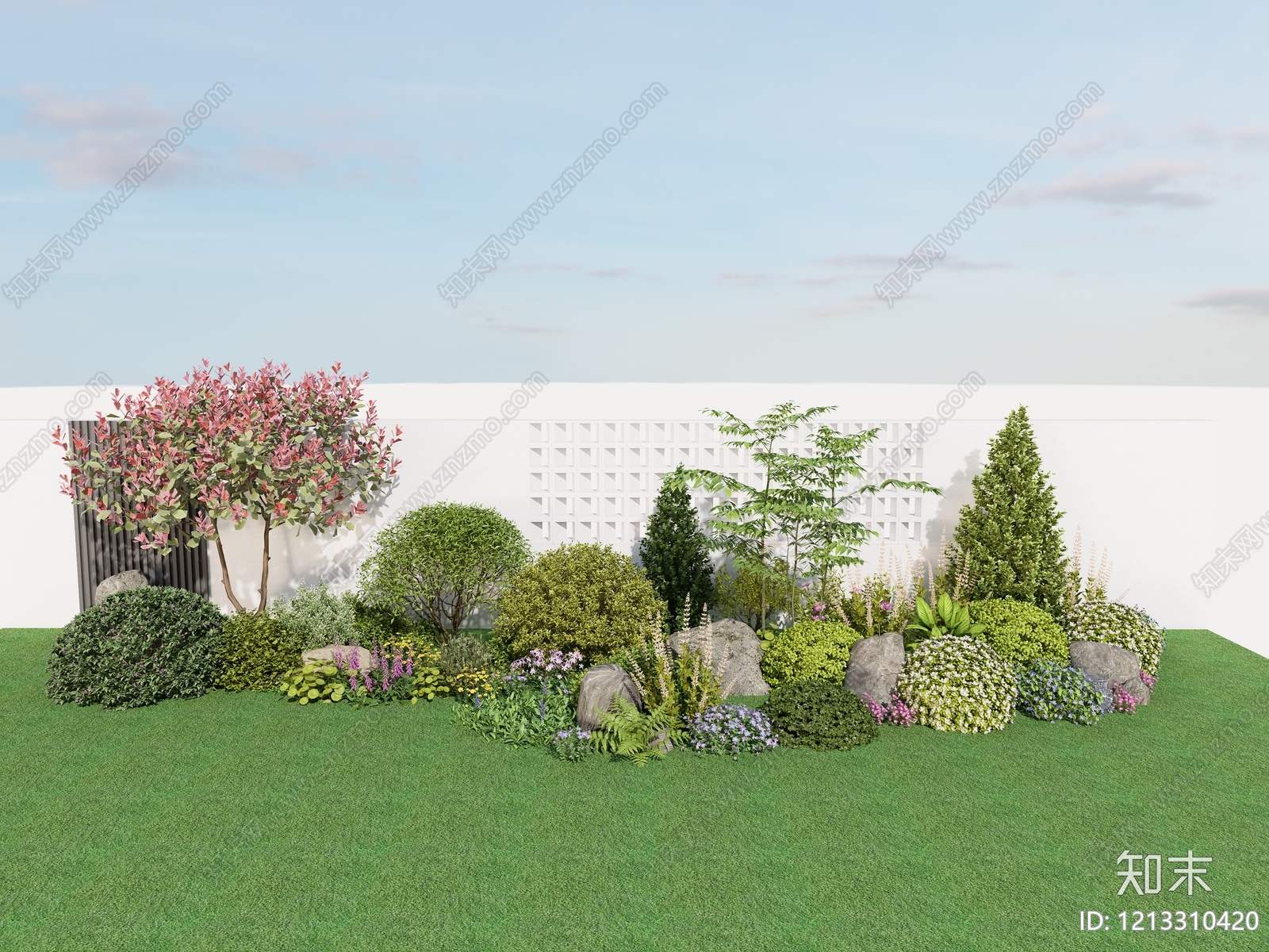 现代简约景观花境SU模型下载【ID:1213310420】