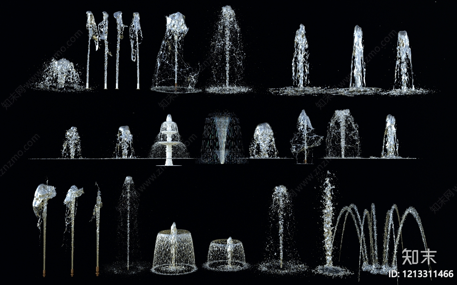 现代喷泉SU模型下载【ID:1213311466】