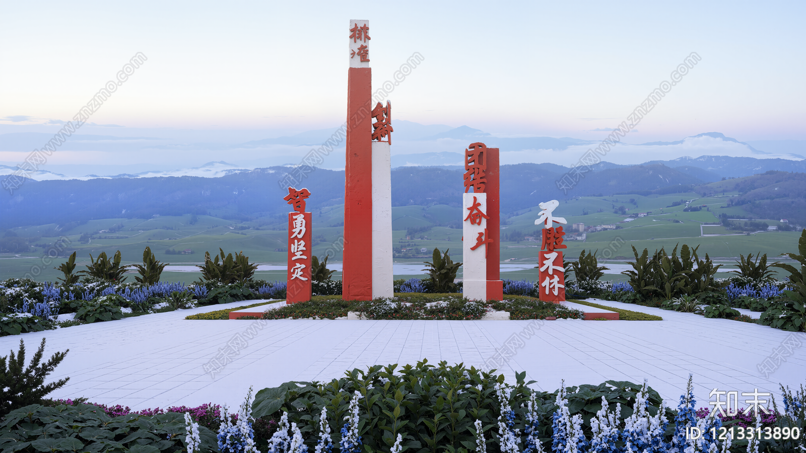 现代主义景观景观柱SU模型下载【ID:1213313890】