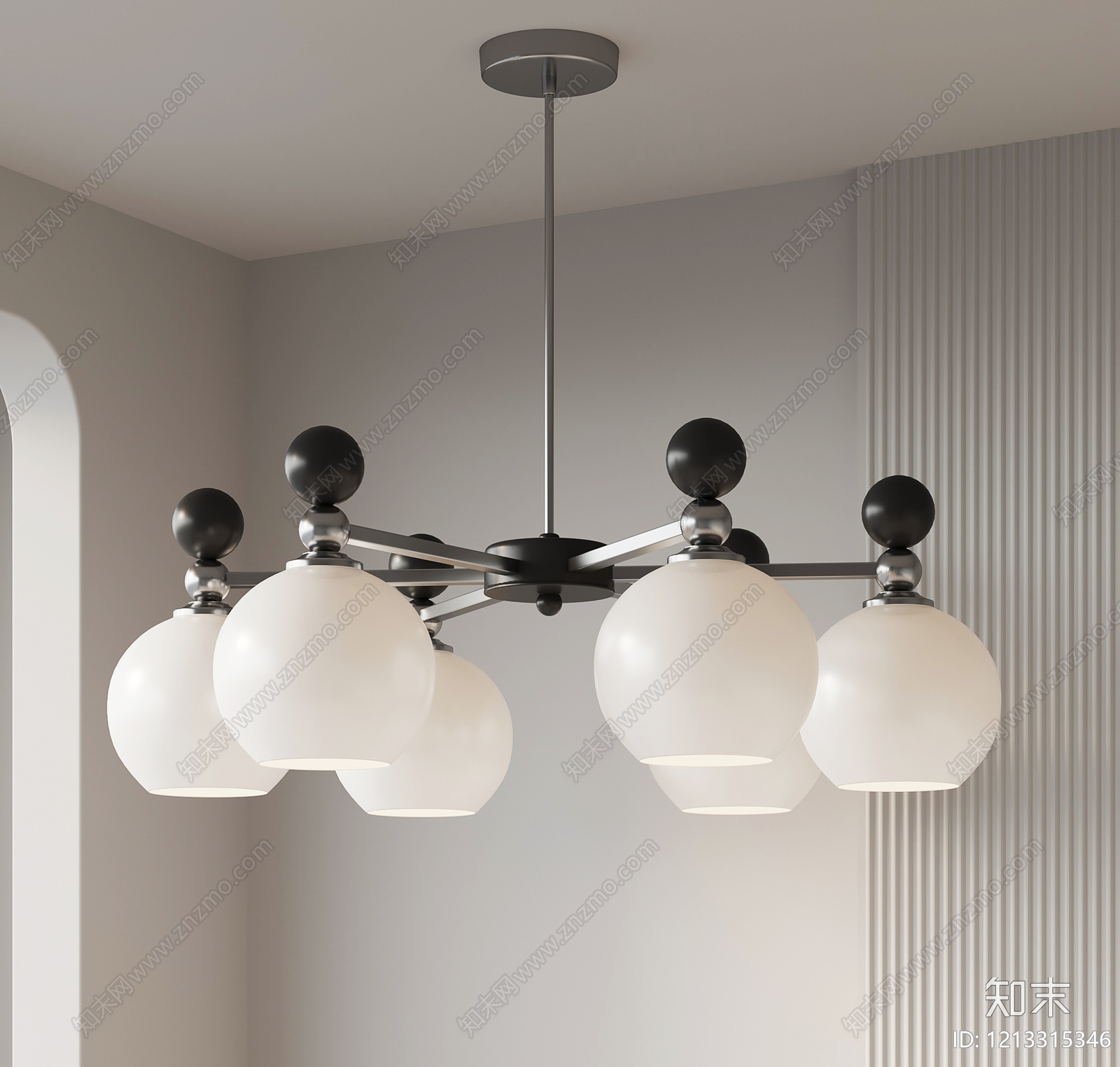 现代简约卧室吊灯3D模型下载【ID:1213315346】