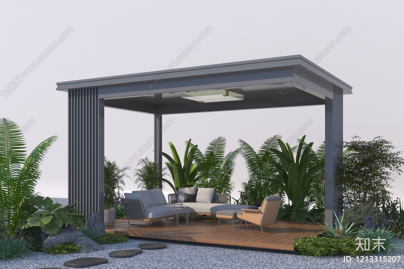 现代简约廊架空间3D模型下载【ID:1213315207】