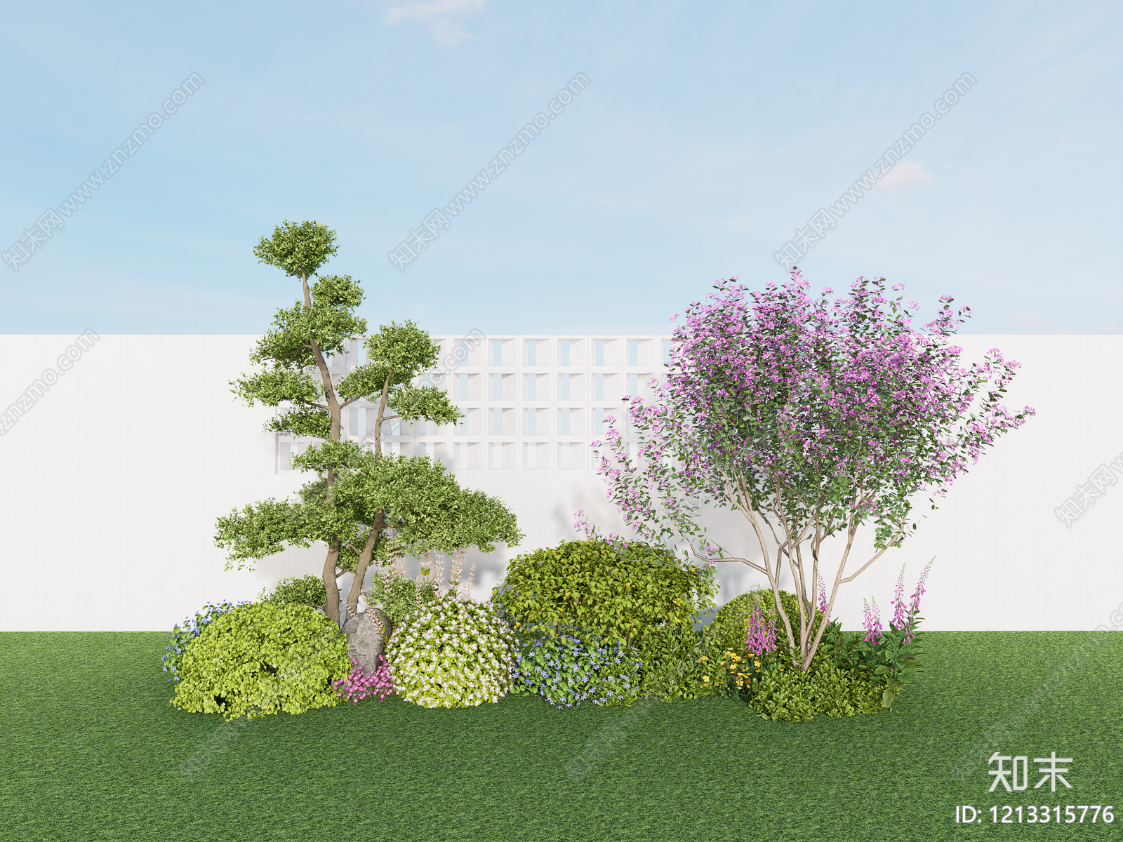 新中式景观花境SU模型下载【ID:1213315776】