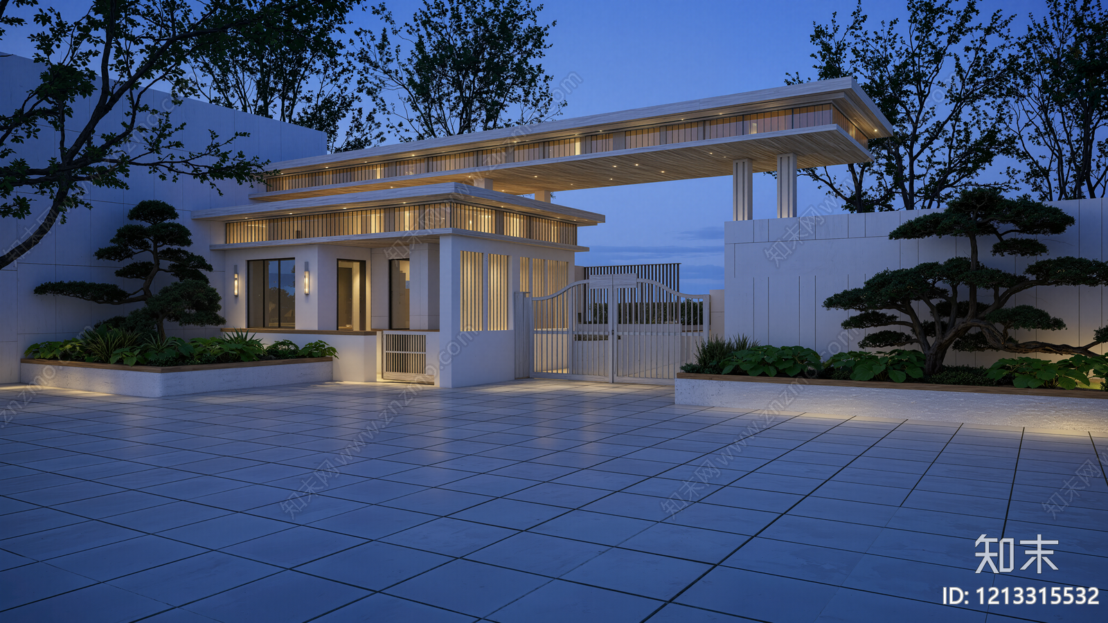 新中式门卫室SU模型下载【ID:1213315532】