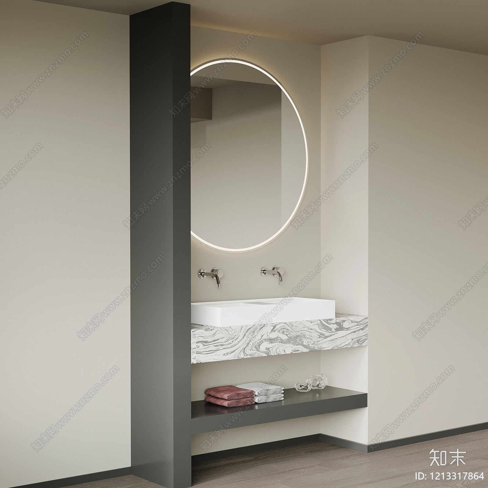 极简洗手台SU模型下载【ID:1213317864】