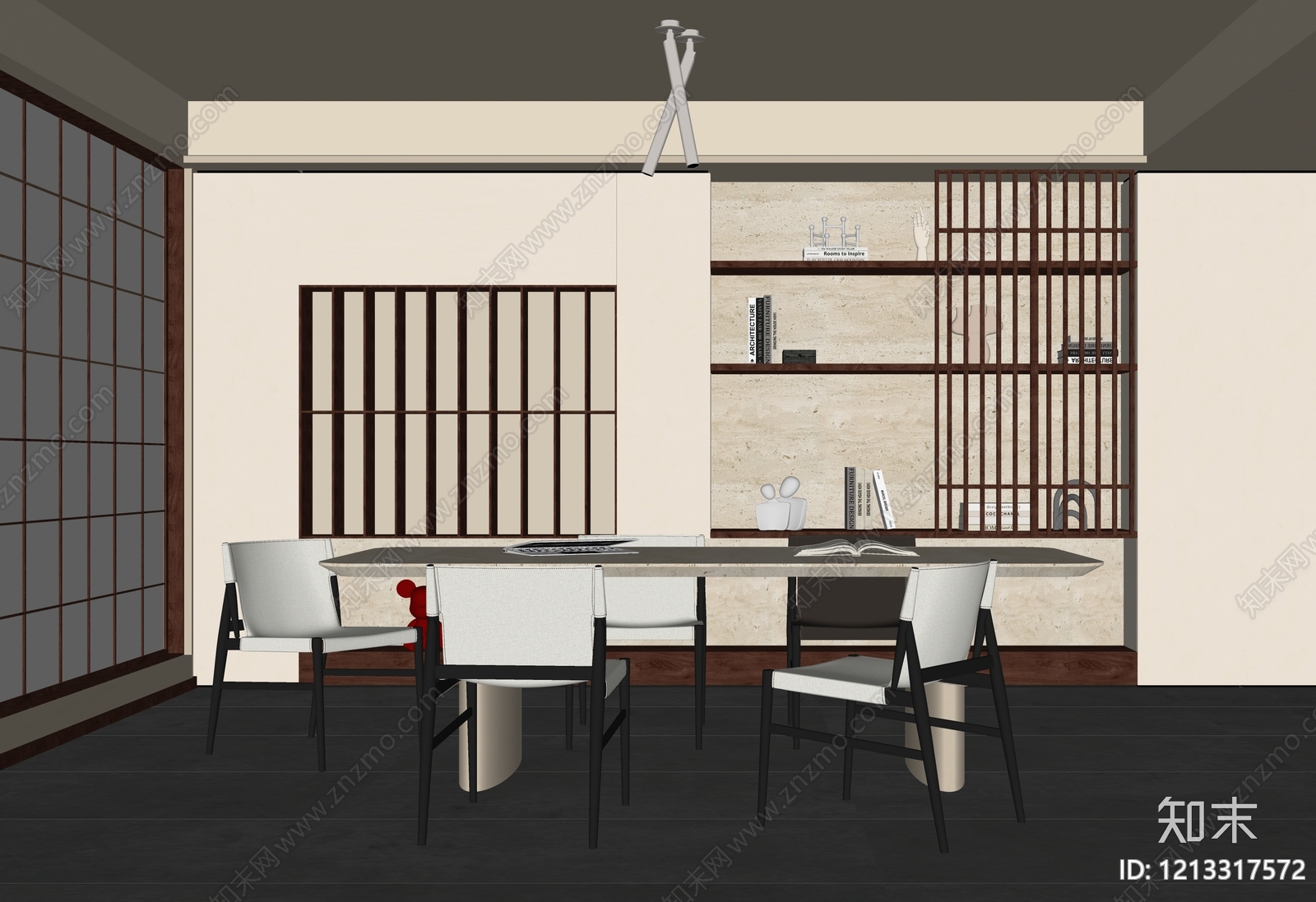 新中式家居餐厅SU模型下载【ID:1213317572】