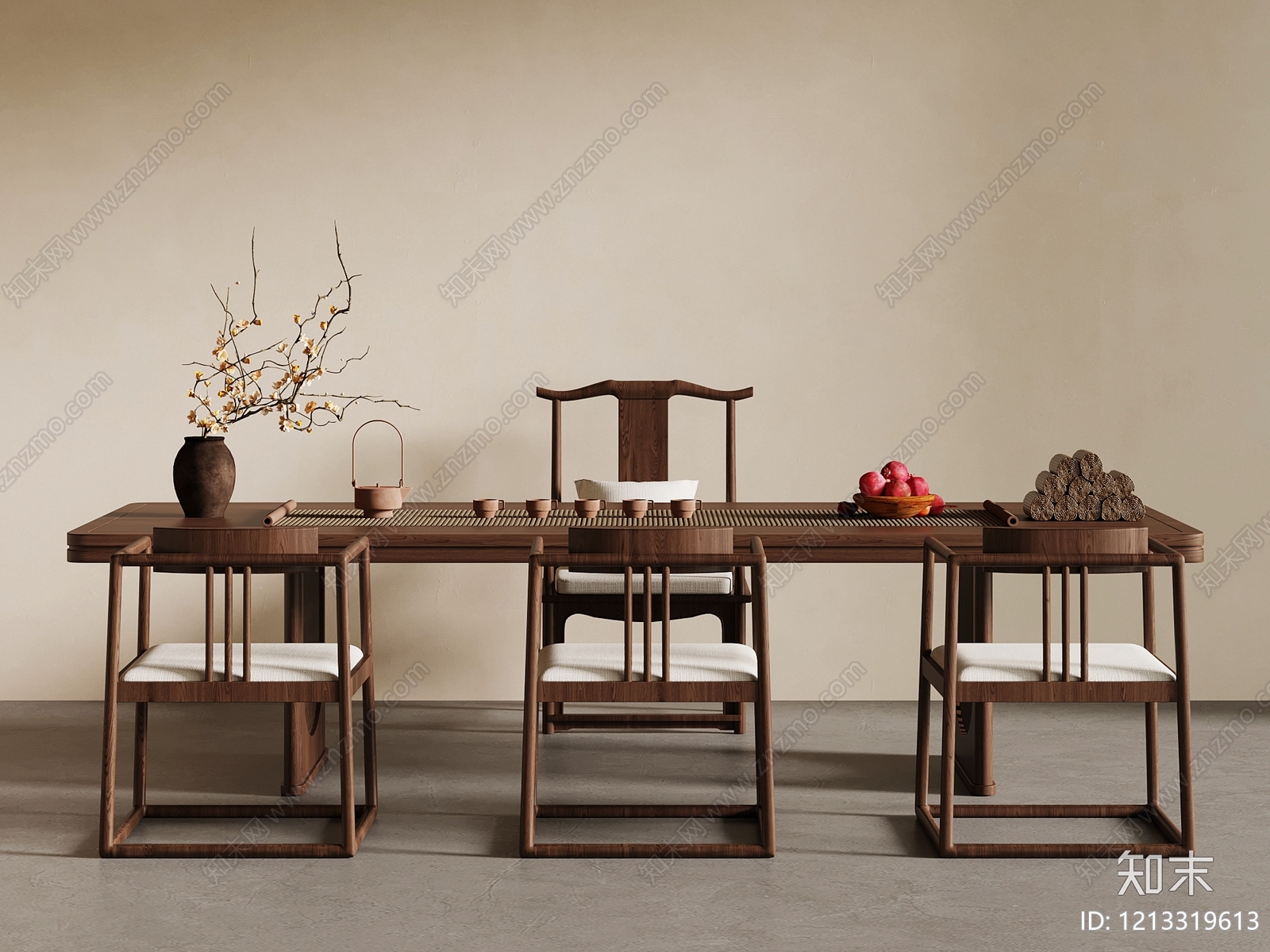 新中式茶桌椅3D模型下载【ID:1213319613】