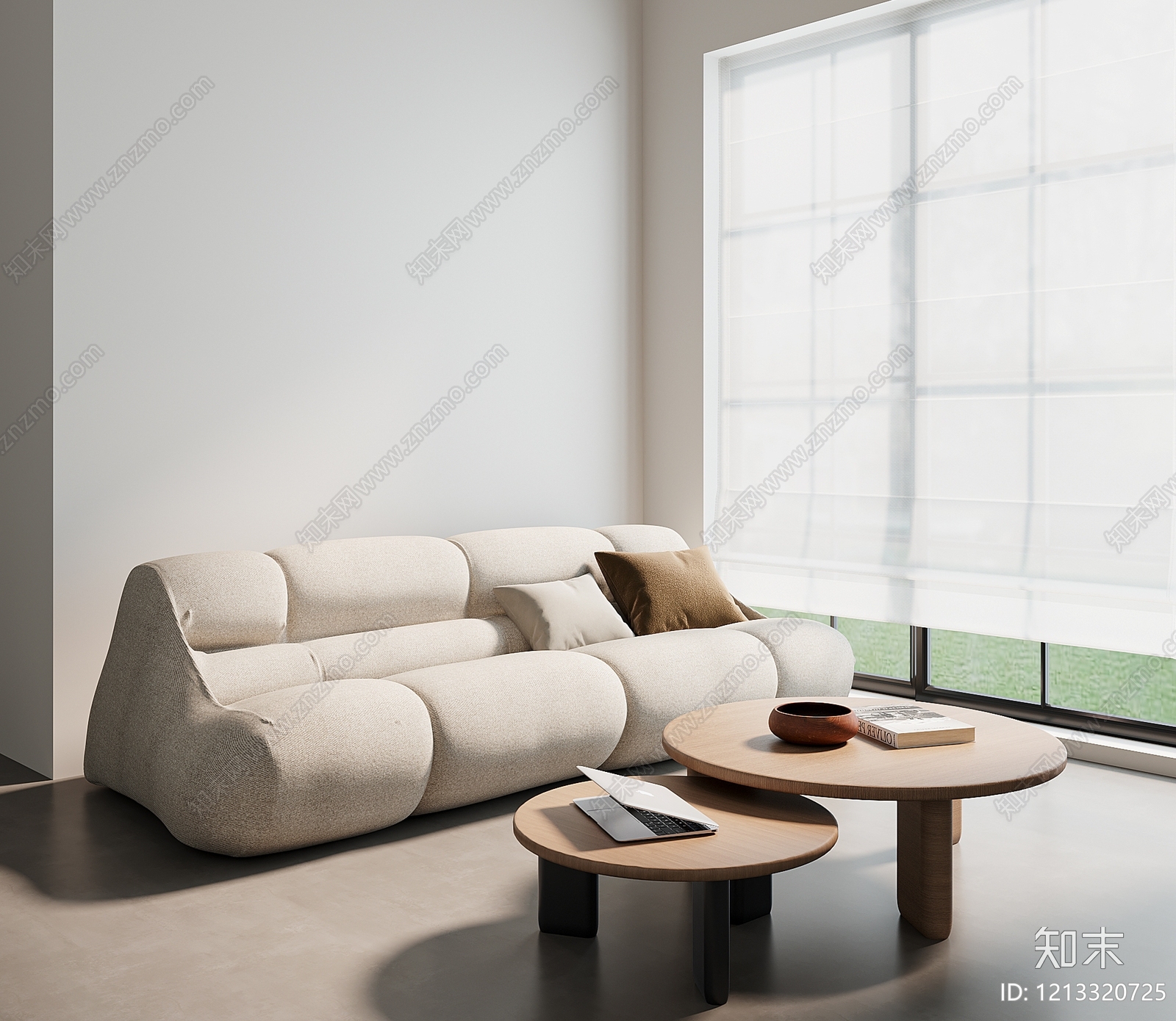 奶油风云朵沙发3D模型下载【ID:1213320725】