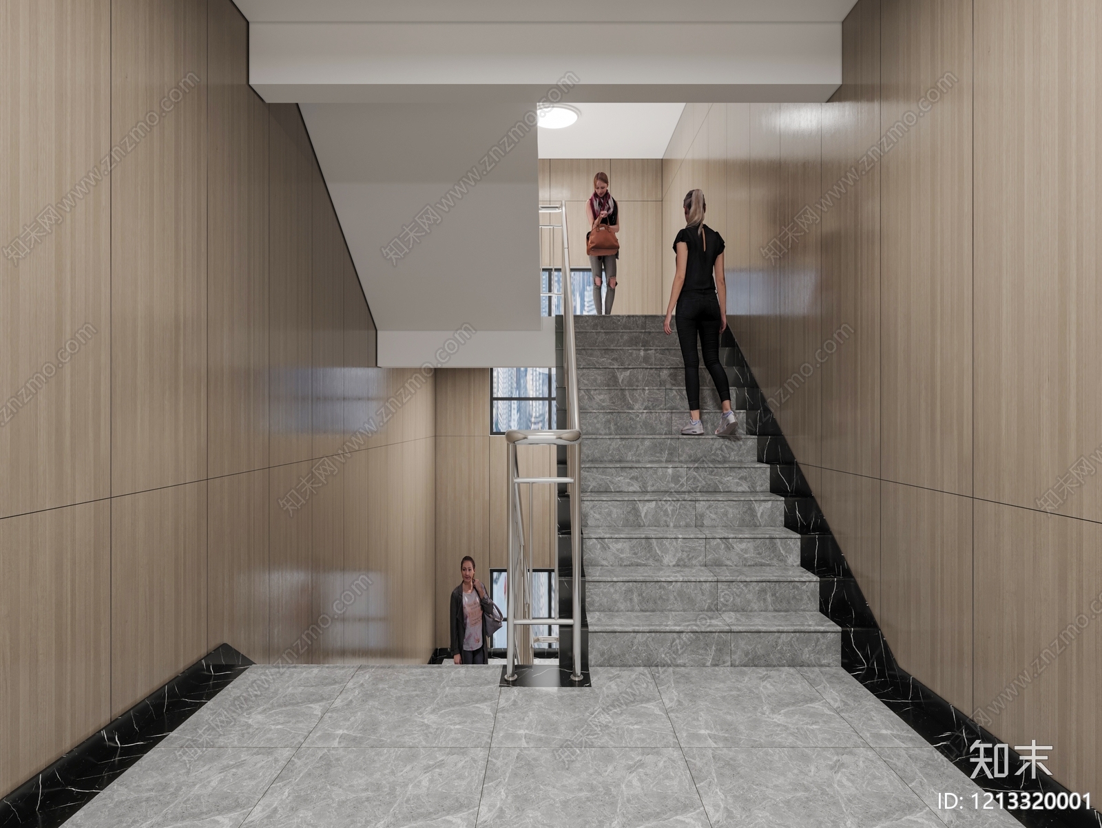 现代简约楼梯间3D模型下载【ID:1213320001】