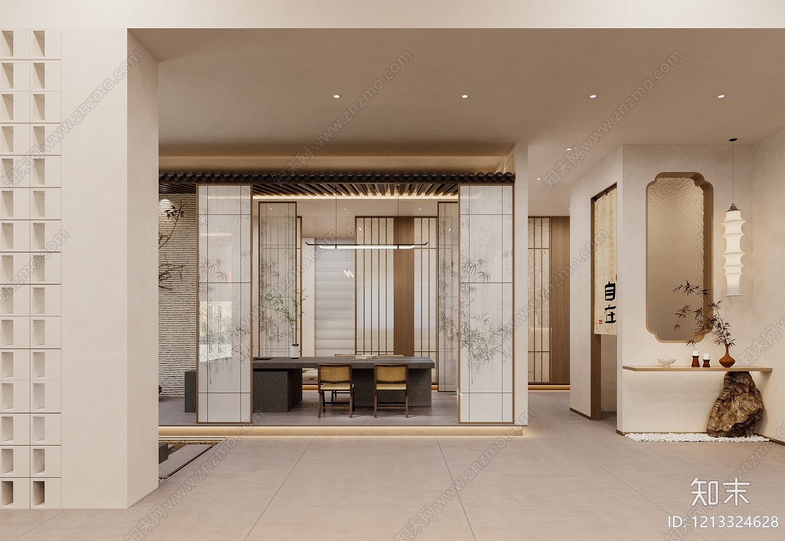 新中式佛堂3D模型下载【ID:1213324628】