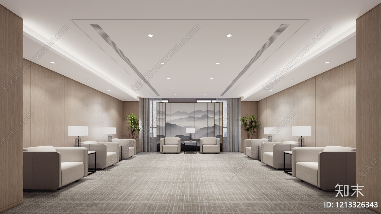 现代简约接待室SU模型下载【ID:1213326343】