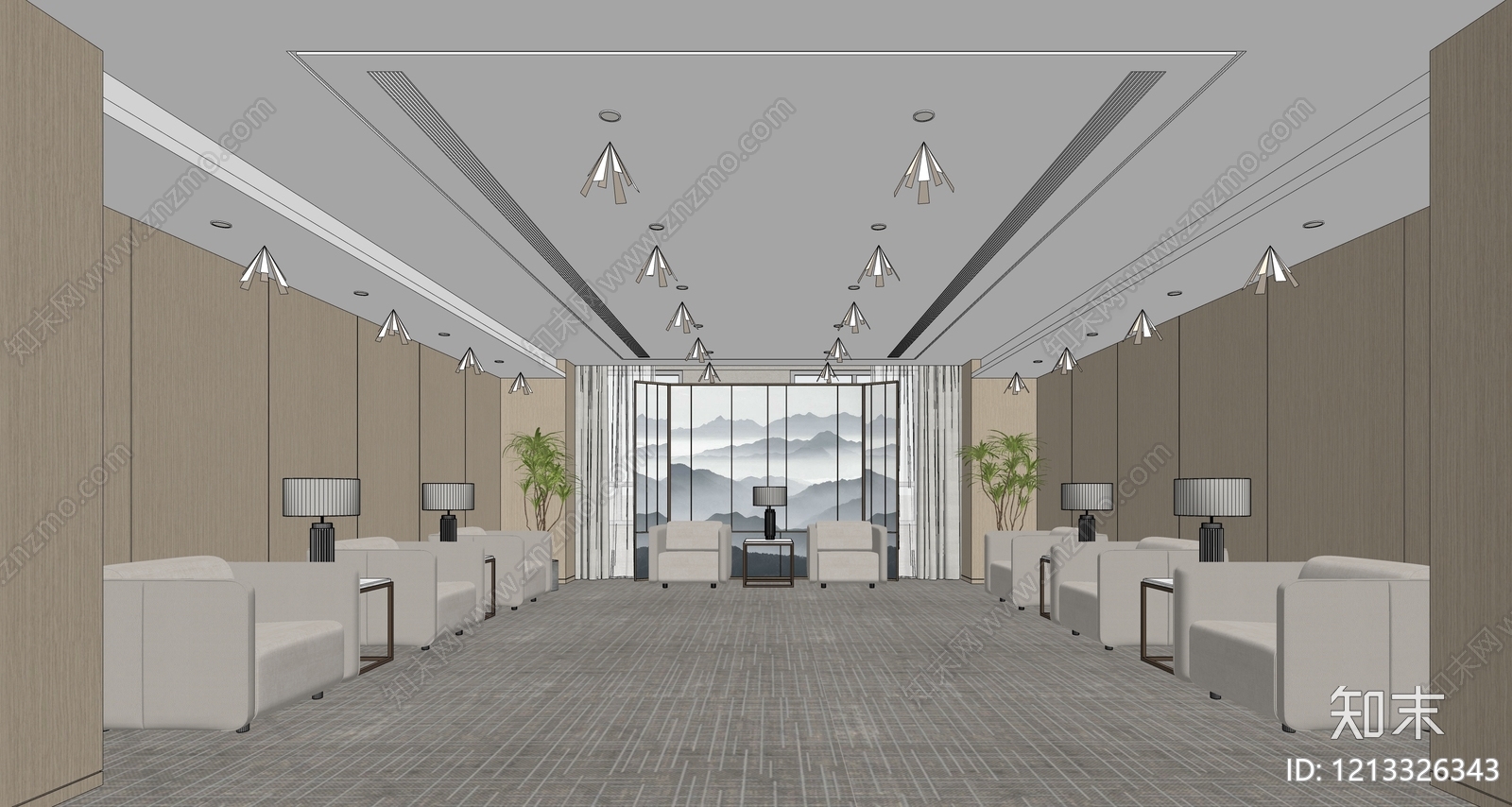 现代简约接待室SU模型下载【ID:1213326343】