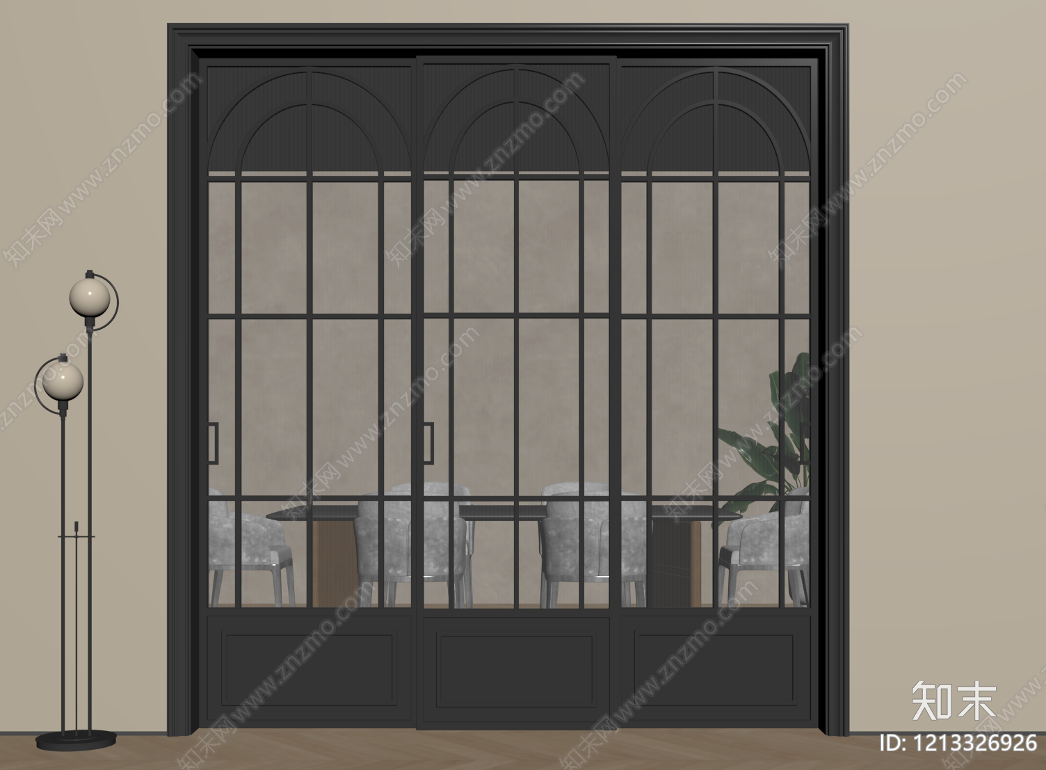 现代简约推拉门SU模型下载【ID:1213326926】